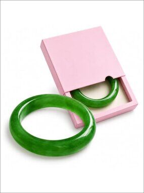 Jade Bangle Bracelet for Women Smooth Faux Jade Good Luck Gift Box